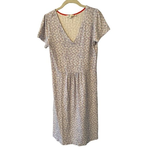 Boden Blue White Red V Neck Dress Short Sleeve US Size 8L - Picture 1 of 8